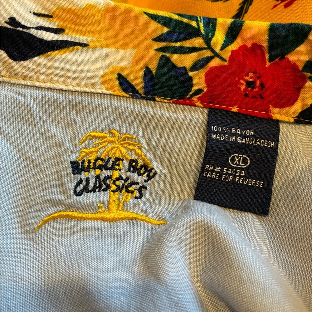 Bugle Boy Classics Women’s Tropical Yellow Hawaiian Shirt XL - Picture 9 of 12